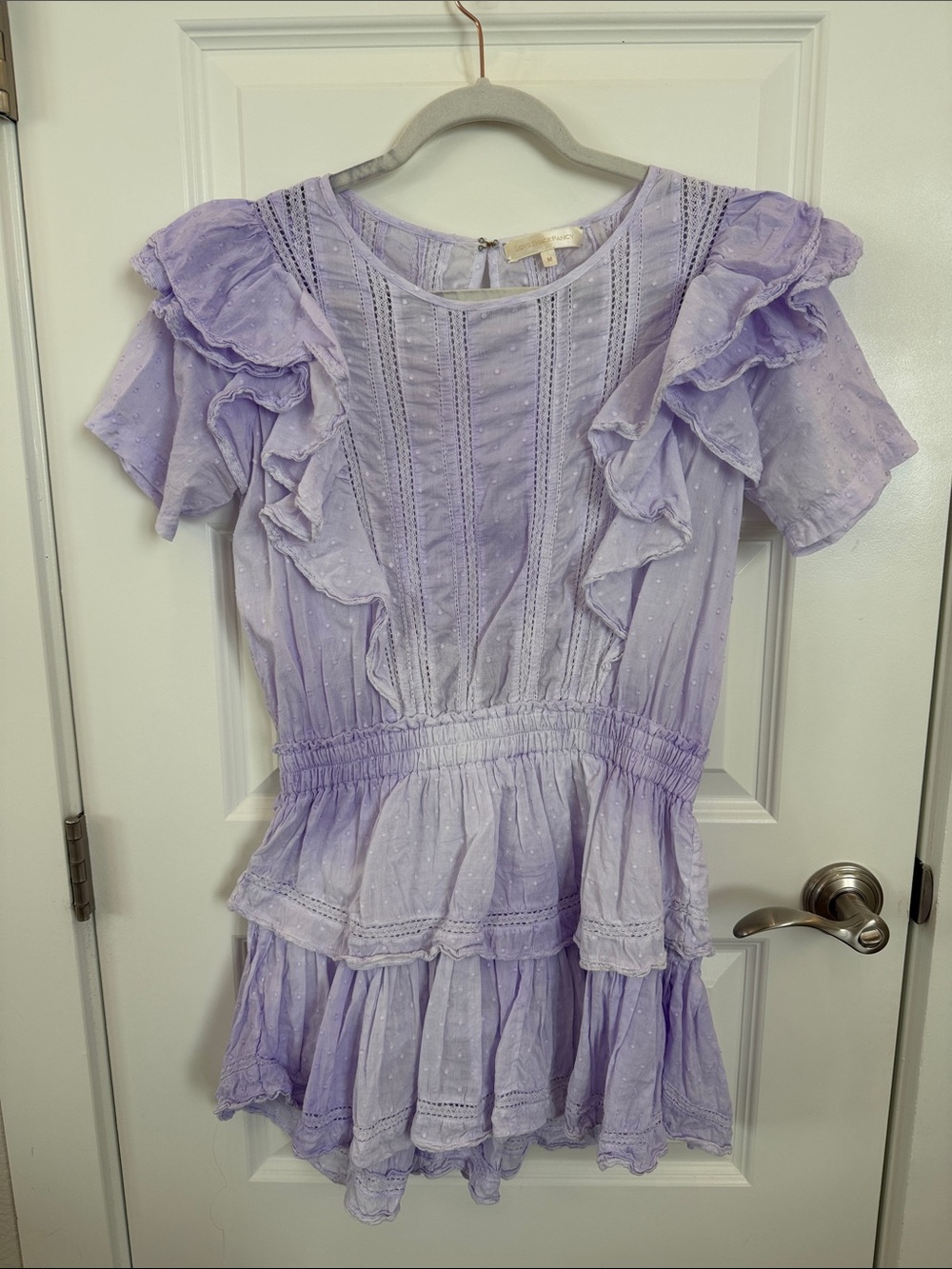 LoveShackFancy Lavender Ruffle Tiered Mini Dress